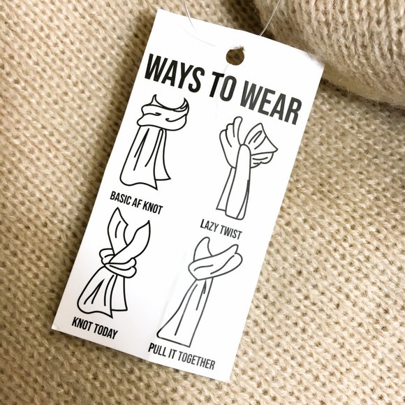 ATTIC SALT  Dream Big Be Unrealistic Knit Light Tan Scarf NWT - Picture 4 of 13